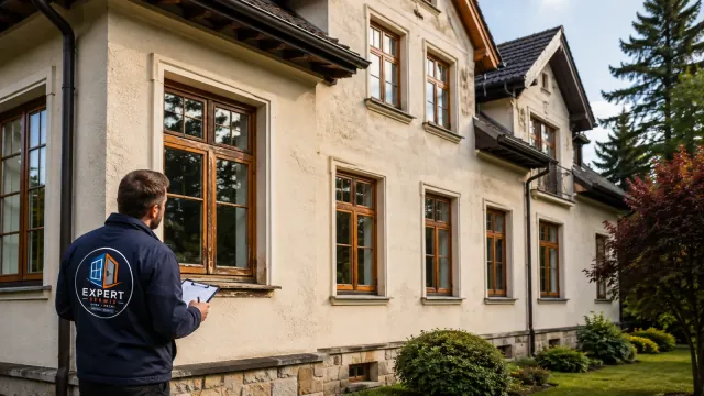 Ocena drewnianych okien w dużym domu przed ustaleniem kolejności renowacji